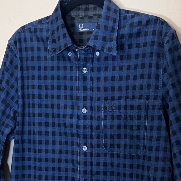 Fred Perry Fine Corduroy Check Long Sleeve Button Down Shirt - Men's Size M - Picture 2 of 11